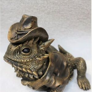 Bronze Cowboy Horny Toad Bank
